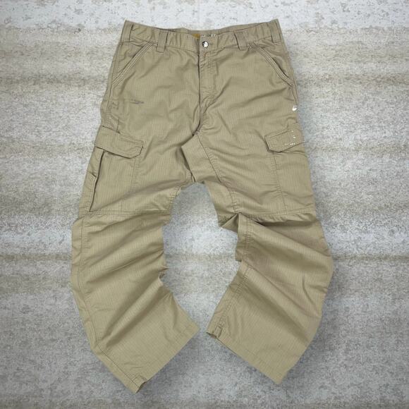 Vintage Carhartt Cargo Pants Tan Polyester Baggy Wide Leg Dungarees Painters 90s - Picture 2 of 8